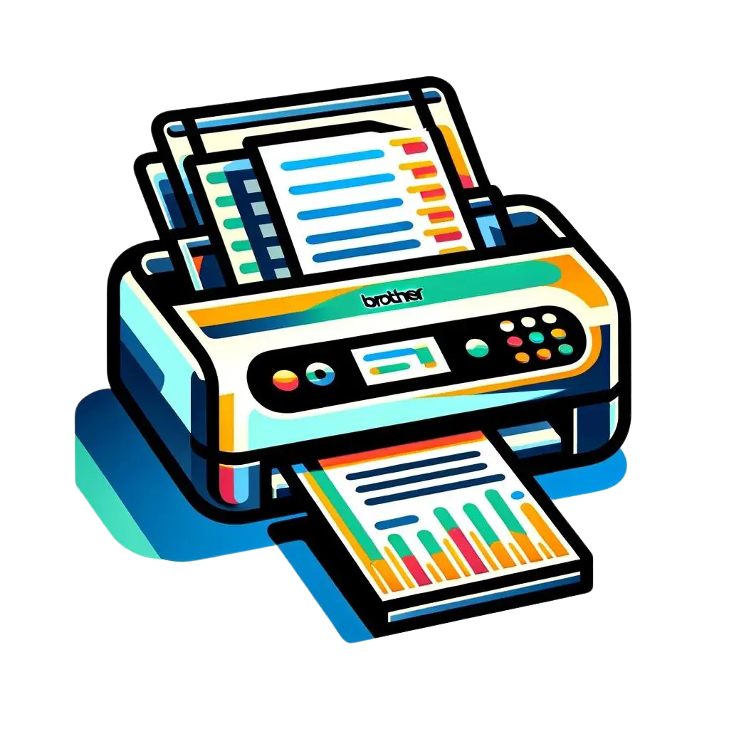 A full-color icon-style image of a modern document scanner on a counter, actively scanning documents at Las Vegas Notary. The vibrant and detailed scanner enhances service efficiency with its sleek design, set against a solid white background.